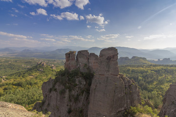 Fototapeta na wymiar The Belogradchik Rocks are a group of strange shaped sandstone and conglomerate rock formations located in Bulgaria