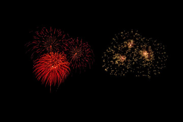abstract Fireworks light up the dark sky