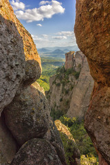 The Belogradchik Rocks are a group of strange shaped sandstone and conglomerate rock formations located in Bulgaria