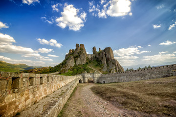 Fototapeta na wymiar Belogradchik cliff rocks at ancient Kaleto fortress, Bulgaria