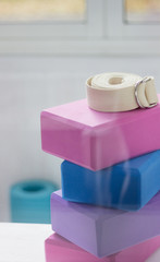 Yoga blocks, strap and carpets