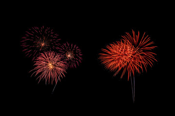 abstract Fireworks light up the dark sky