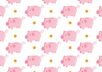 Seamless pattern : Piggy bank and points