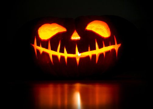 halloween  pumpkin with luminous face