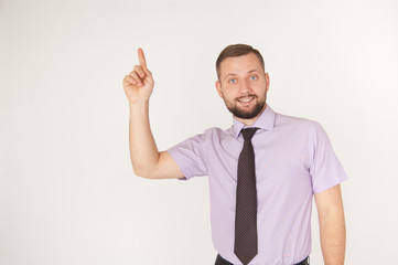 eureka concept, handsome young man found out solution of hard problem, isolated on white background