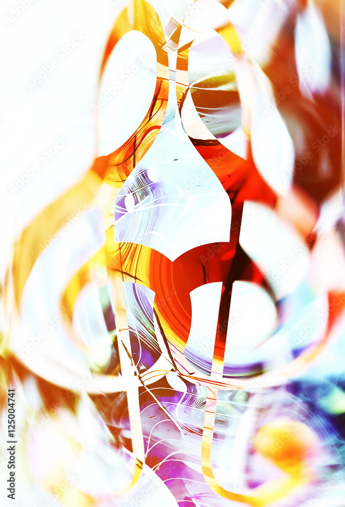 Poster abstract music theme background with clef, modern design. clef in sun light and blur effect.