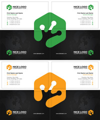 frog footprint business cards, black green yellow colors, with a global world map