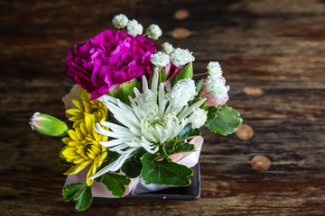 Still life with beautiful bouquet of flowers