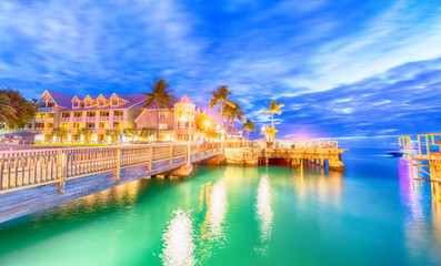 Pier on the port of Key West, Florida at sunset - obrazy, fototapety, plakaty