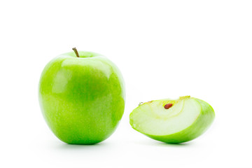 Sliced Green apple isolated on the white background