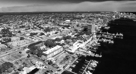 DESTIN, FL - FEBRUARY 2016: City skyline from the air. Destin is