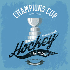 Hockey trophy or cup for t-shirt print - obrazy, fototapety, plakaty