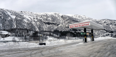 Einsame Tankstelle im Norden von Norwegen
