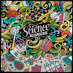 Cartoon cute doodles hand drawn Science frame