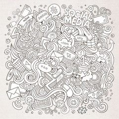 Cartoon cute doodles hand drawn social media illustration.