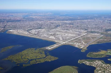 Dekokissen Aerial view of the John F. Kennedy International Airport (JFK) in Queens, New York © eqroy