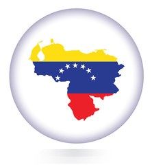 Venezuela map button with national flag