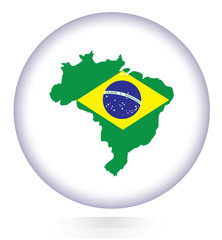 Brazil map button with national flag