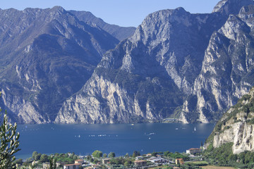 mountain lake Garda, a Aerial View on a sunny day