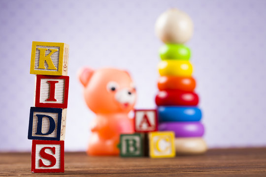 Set of colorful toys for kids