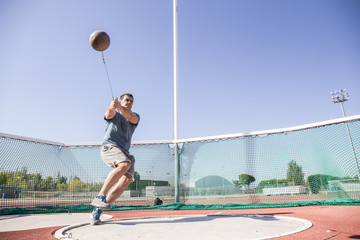 Athlete performing a hammer throw