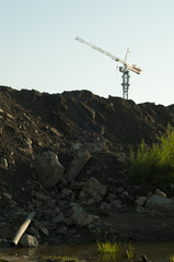Сrane and construction debris