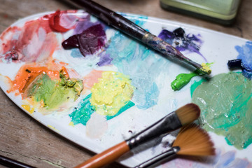 mix color oil painting on palette