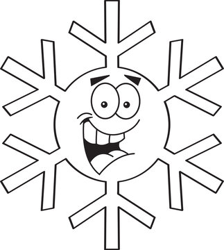 Black and white illustration of a snowflake.