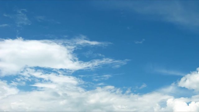 Time-lapse with white clouds on background blue sky. FHD vedeo.