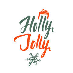 Holly Jolly. Merry Christmas Hand Drawn Calligraphy on White Background