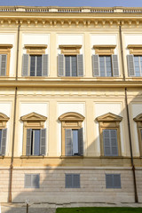 Fototapeta na wymiar Classical windows at Villa Reale, Monza, Italy