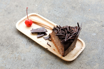 Dark chocolate cake slice homemade