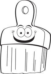 Black and white illustration of a smiling paintbrush.