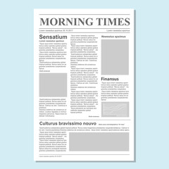 Graphical design newspaper journal template vector Paper tabloid on newsprint - obrazy, fototapety, plakaty