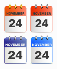 Icons of calendar with  Thanksgiving Day