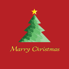 Christmas card concept by the tree and red background