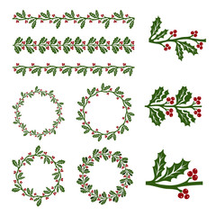 Christmas holly decorations - 125018378