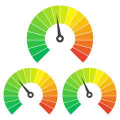 Set of measuring icons on a white background. Speedometer icons set