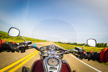 First-person motorcycle across the prairie.