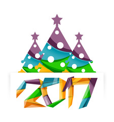 Christmas tree, New Year banner elements