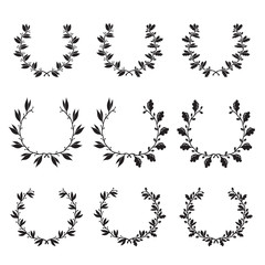 Silhouette laurel and oak wreaths in different  shapes - 125018948