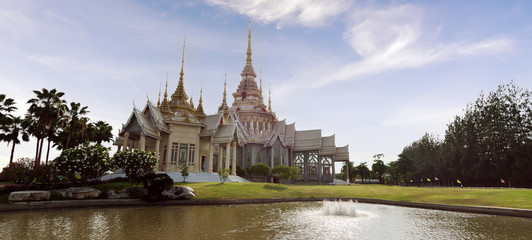 Nonkum Temple with blue sky, Seekhio, Nakhon Ratchasima, Thailan