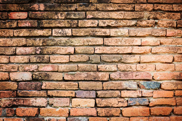 Wall of brown brick block construction, background and pattern