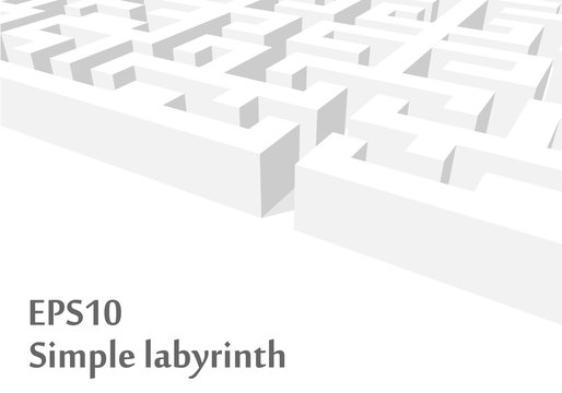 white labyrinth enterance illustration with free area for text.