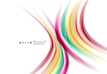 Multicolored lines on white, motion concept abstract background