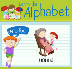 Flashcard letter N is for nanna