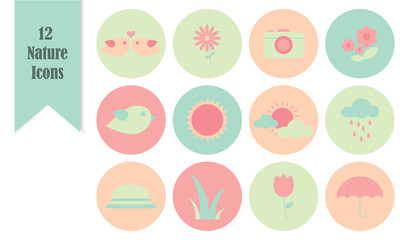 Flat pastel icon nature concept