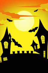 Halloween night : Horror castle and full moon