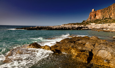 Beautiful view of the cliffs and the sea in Sicily