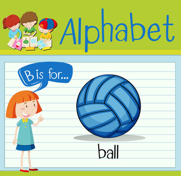 Flashcard letter B is for ball